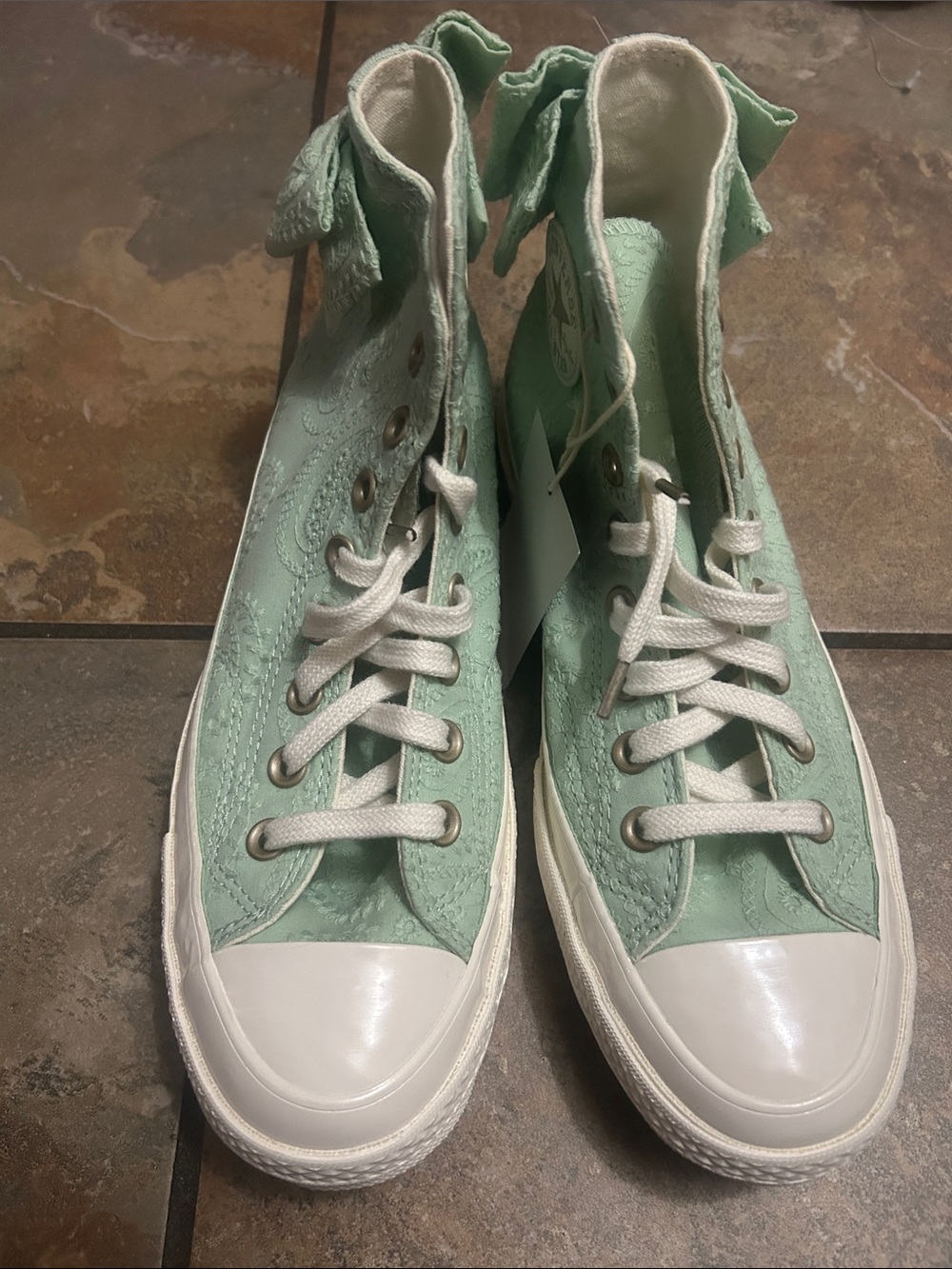 Converse Mint Lace-Up High-Top Sneakers with Bow -NWT no Box size 9 EUR 40 - Picture 6 of 7